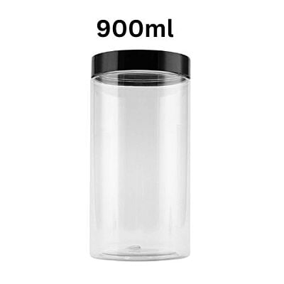 900ml Round PET Jar + 83mm BLACK Cap