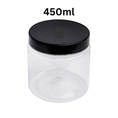 450ml Round PET Jar + 83mm BLACK Cap