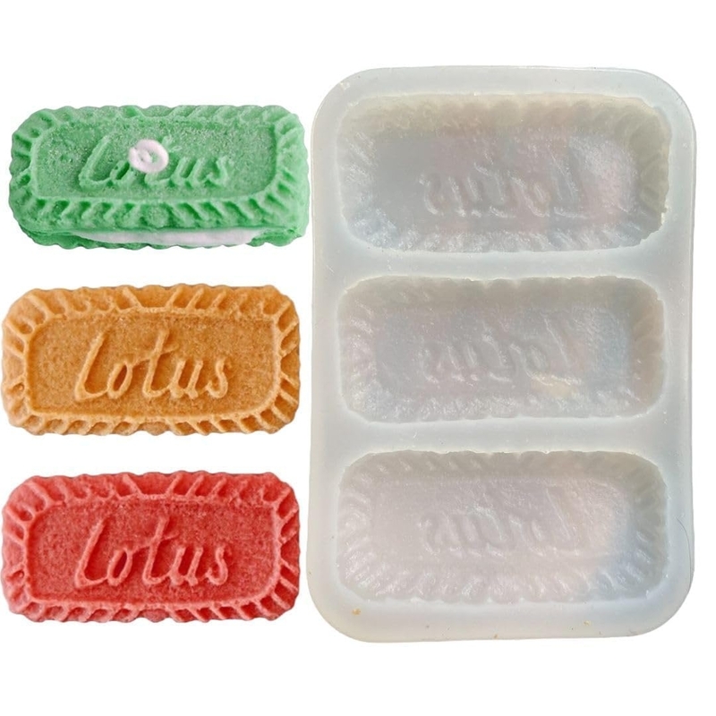 Silicon Mold Candle Lotus Biscoff Biscuit - 3 Cavity