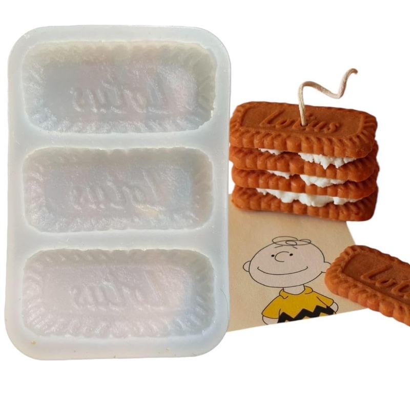 Silicon Mold Candle Lotus Biscoff Biscuit - 3 Cavity