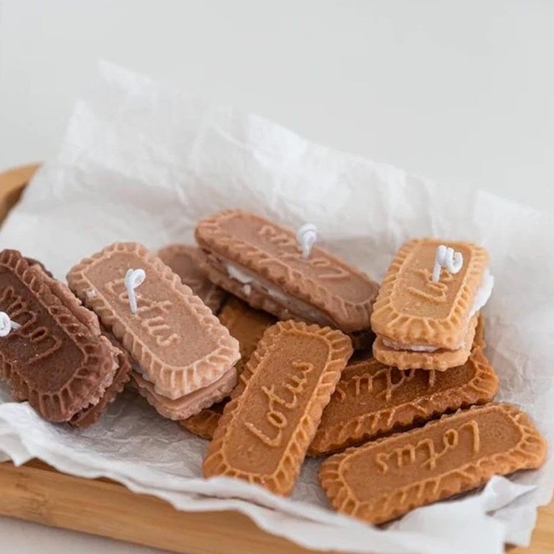 Silicon Mold Candle Lotus Biscoff Biscuit - 3 Cavity