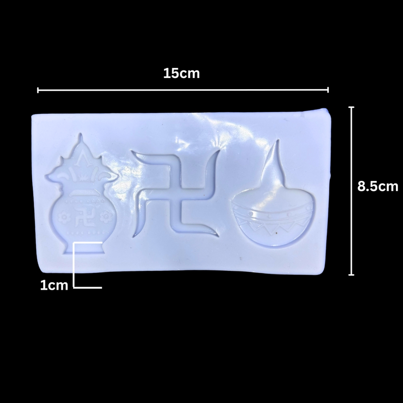 Silicon Mold Candle Swastik Kalash Diya