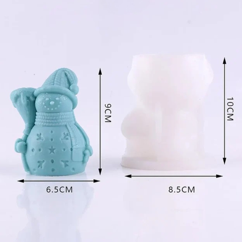 Silicon Mold Candle Winter Snowman with Broom