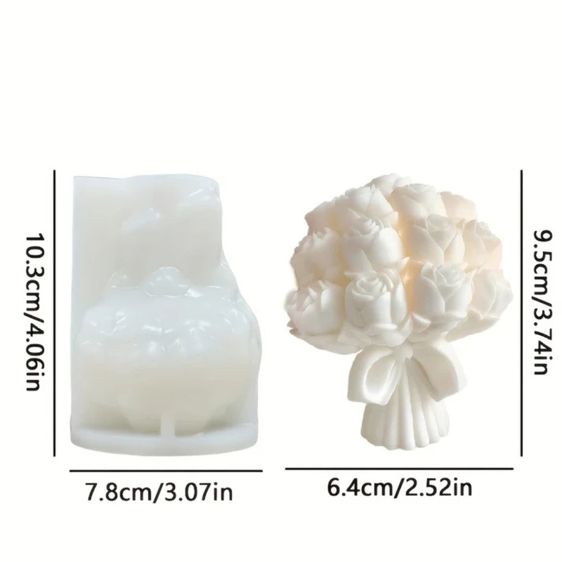 Silicon Mold Candle Rose Bud Bouquet