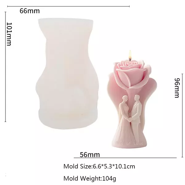 Silicon Mold Candle Wedding Couple Rose