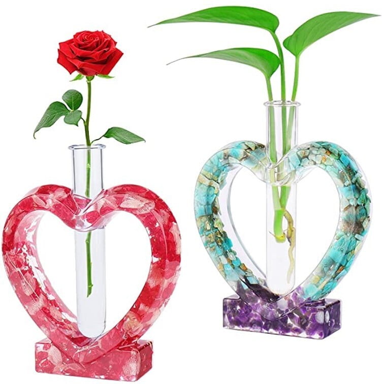 Silicon Mold Resin Heart Flower POT