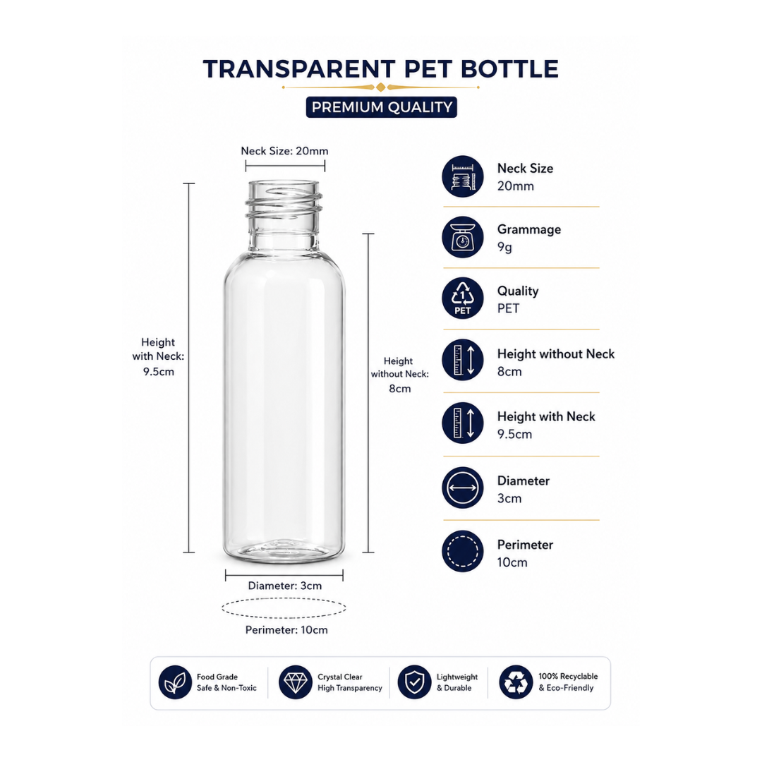 50ml AVON PET Bottle CLEAR - 20mm Neck