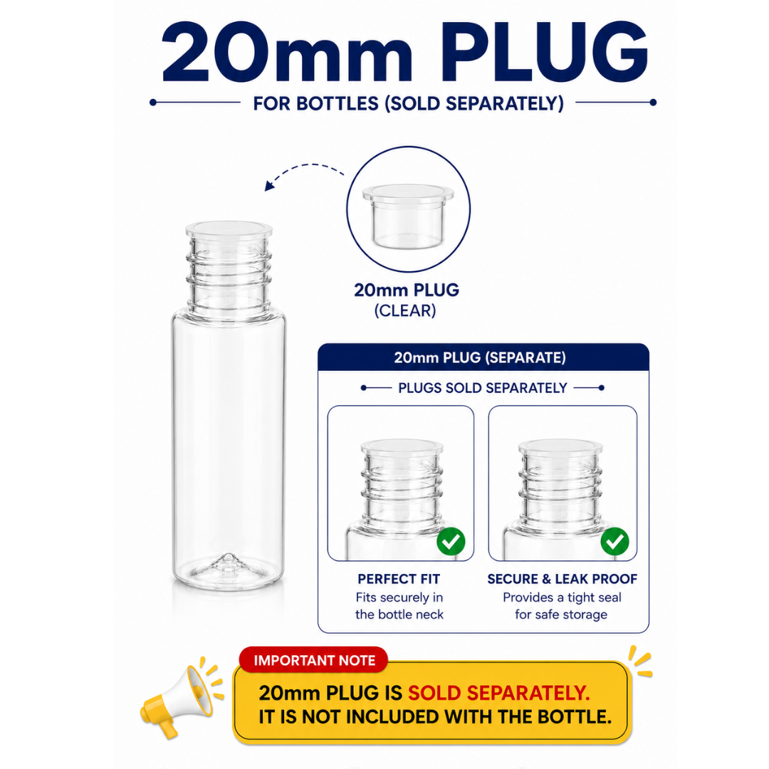 15ml JLI PET BOTTLE ROUND CLEAR - 20mm Neck