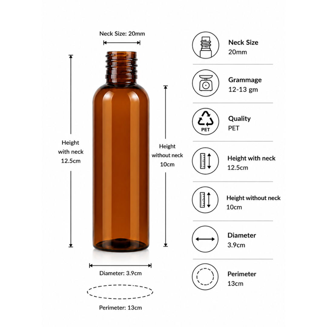 100ml AVON PET Bottle AMBER - 20mm Neck