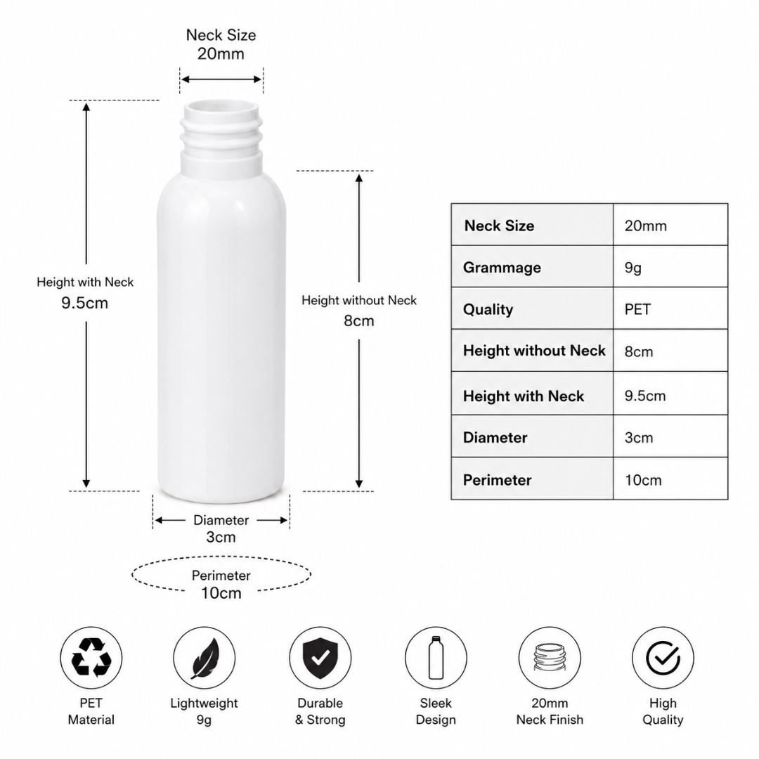50ml AVON PET Bottle WHITE MILKY - 20mm Neck