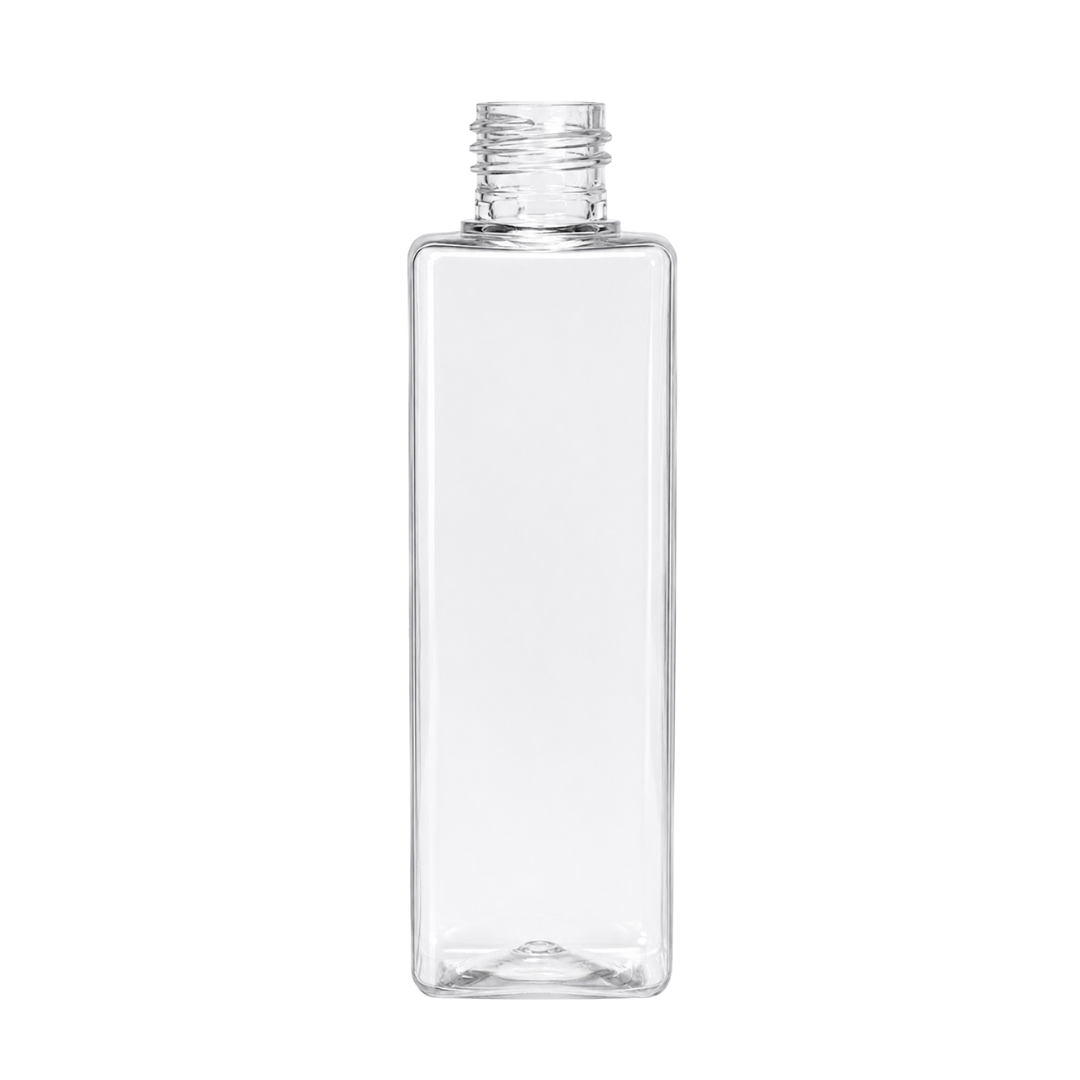 100ml SQUARE PET Bottle CLEAR - 20mm Neck
