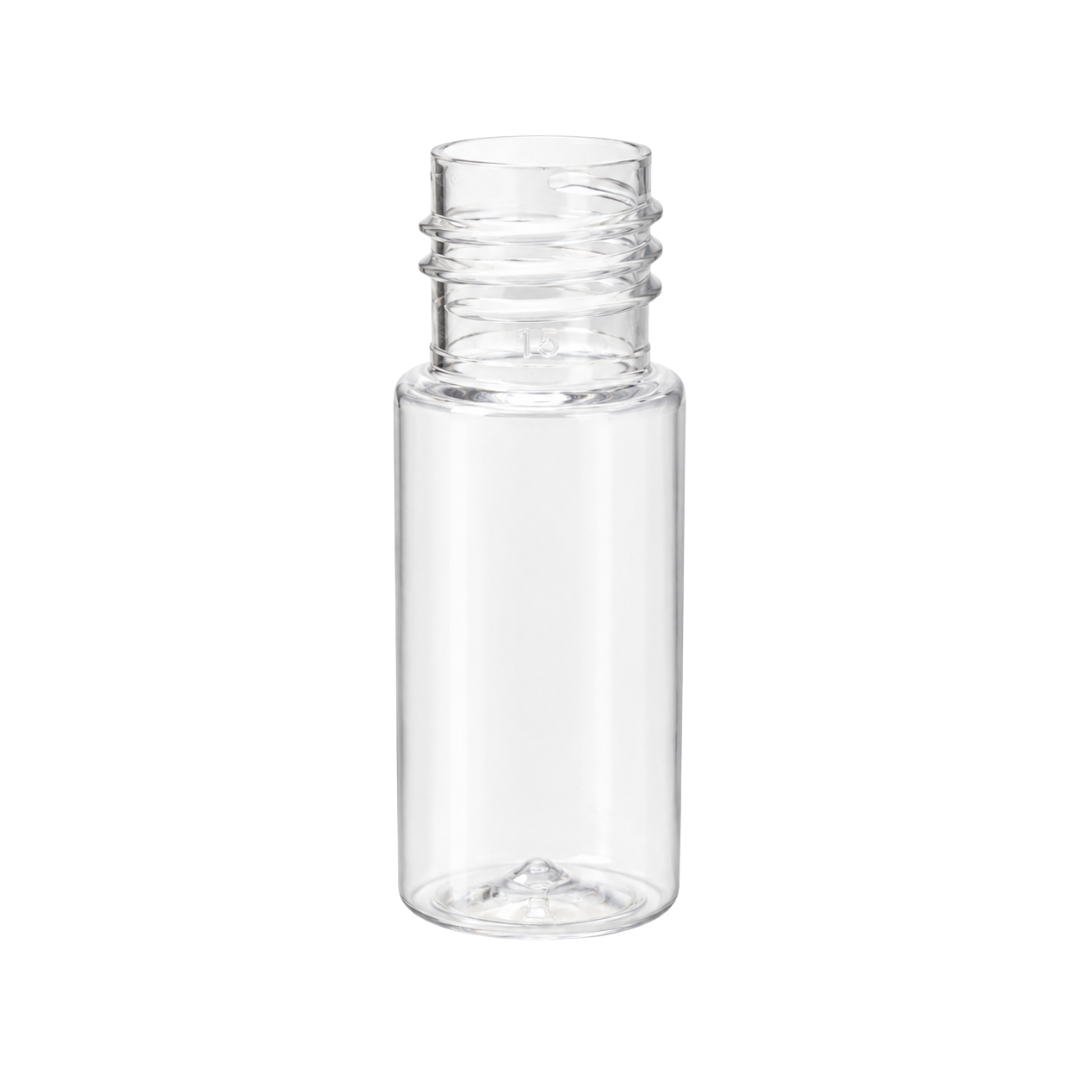 15ml JLI PET BOTTLE ROUND CLEAR - 20mm Neck
