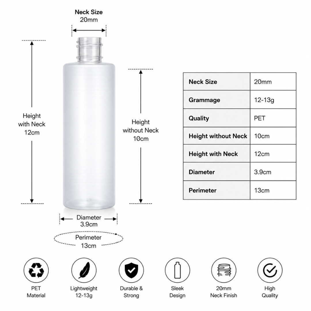100ml JLI Pet Bottle FROSTED- 20MM NECK