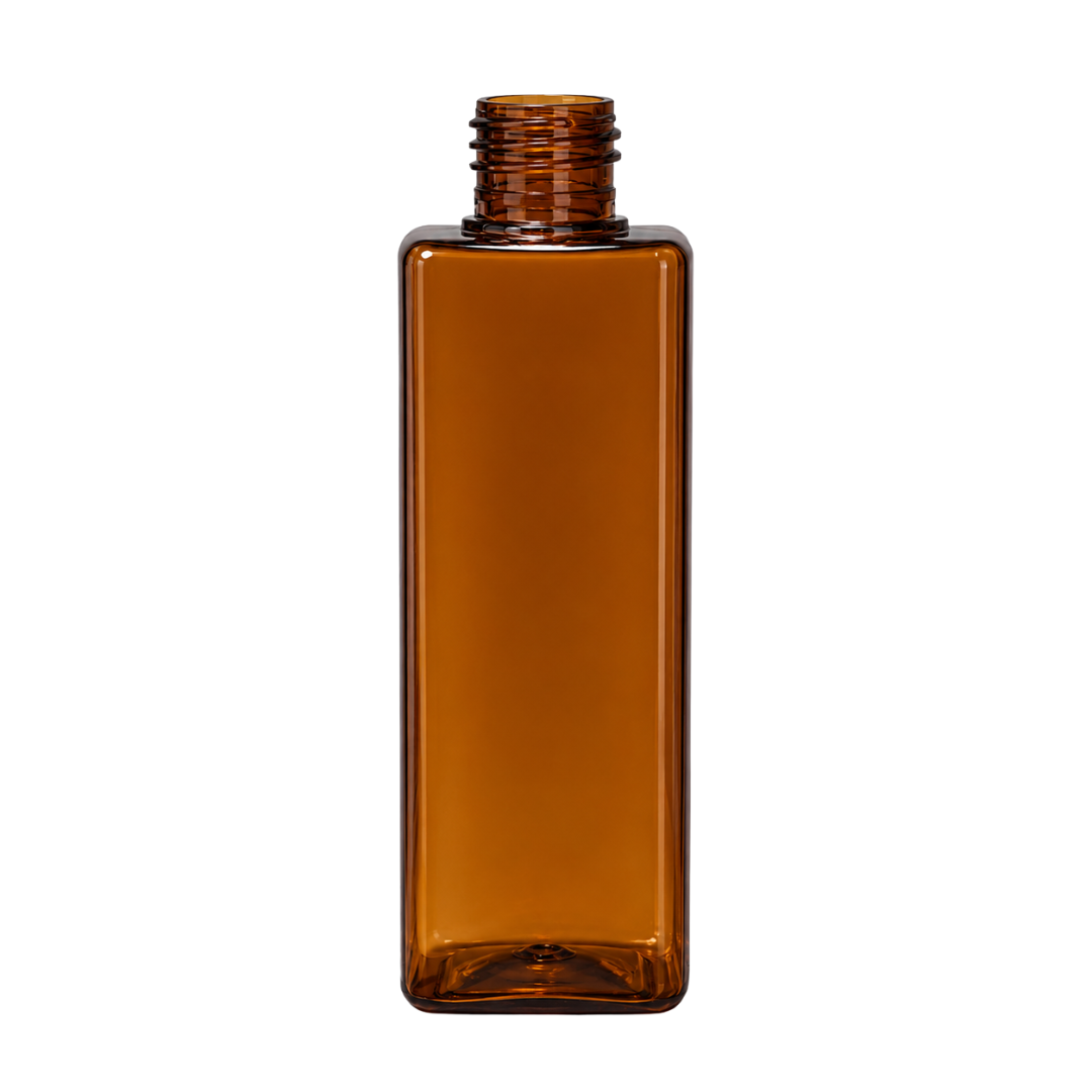 100ml SQUARE PET Bottle AMBER - 20mm Neck