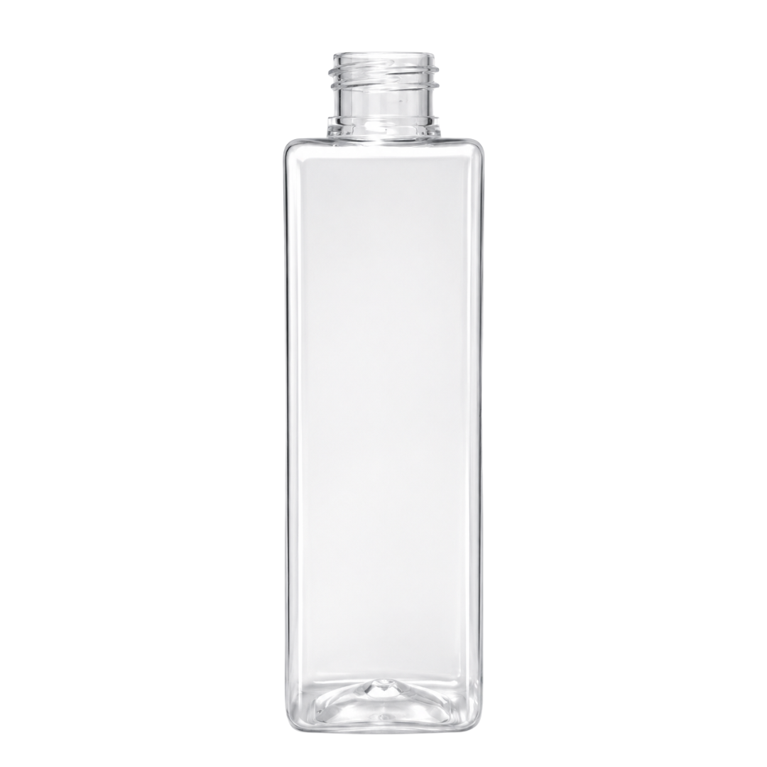 200ml SQUARE PET Bottle CLEAR - 24mm Neck