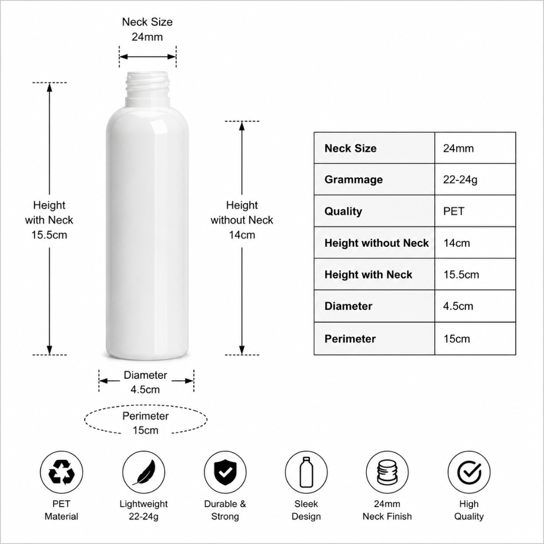 200ML AVON PET BOTTLE WHITE MILKY - 24MM NECK