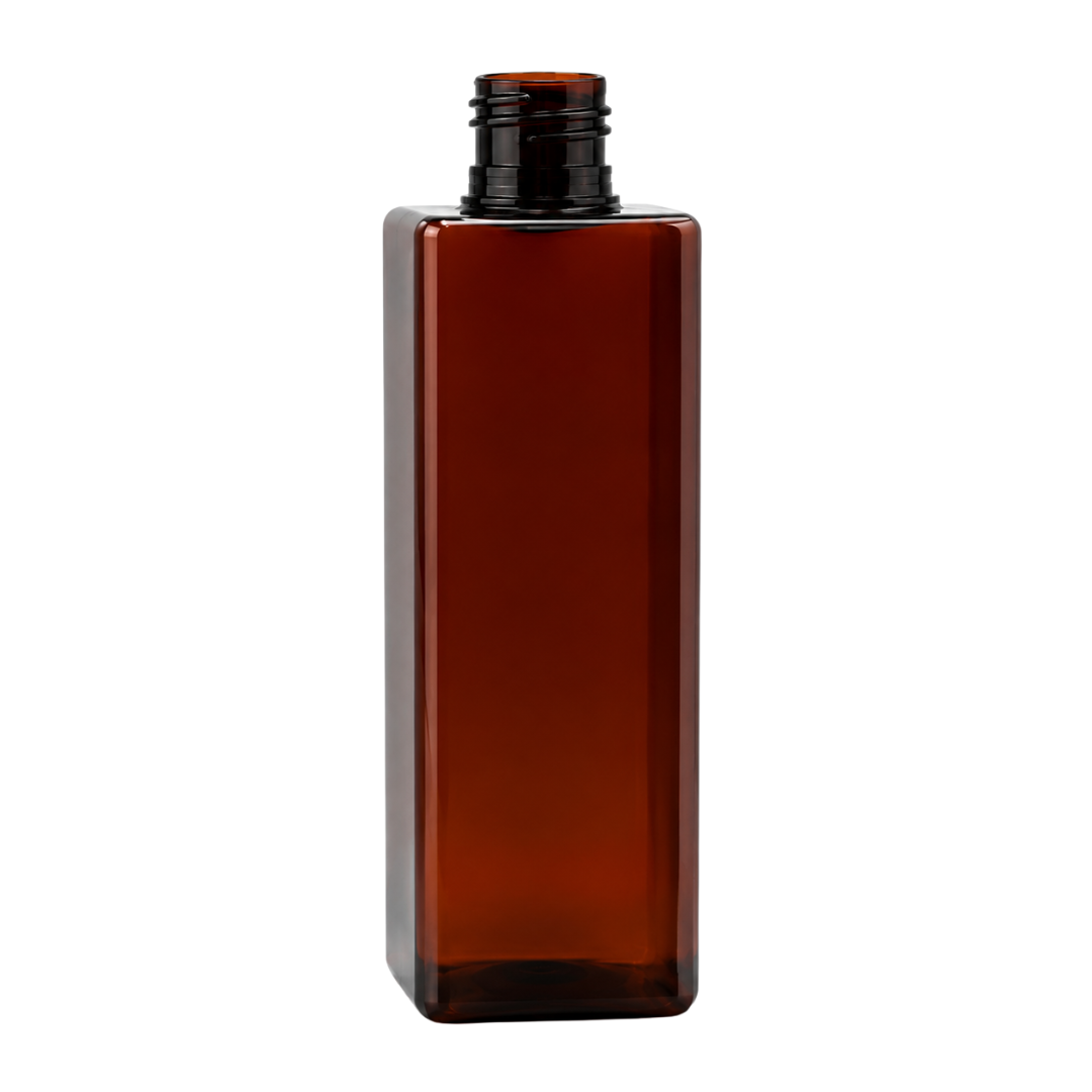 200ml SQUARE PET Bottle AMBER - 24mm Neck