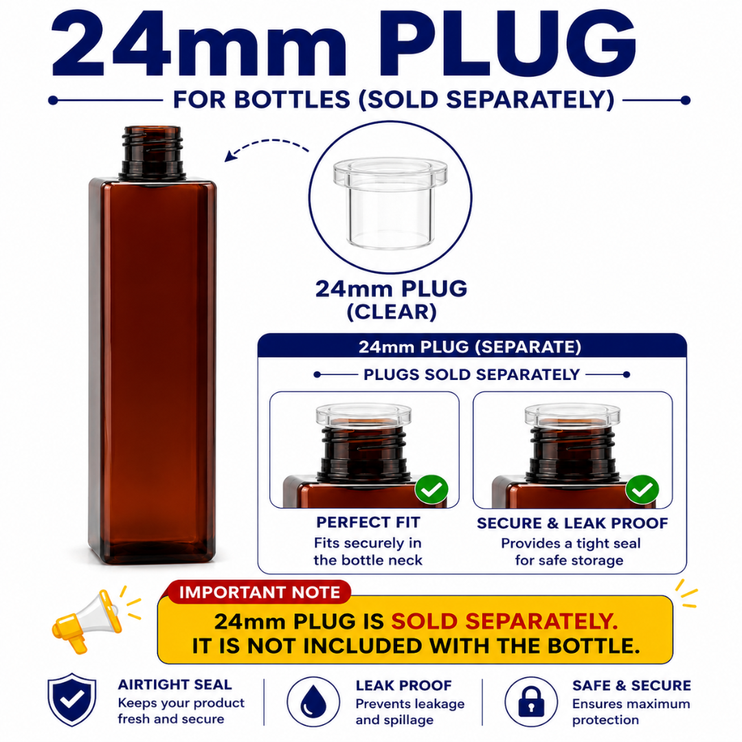 200ml SQUARE PET Bottle AMBER - 24mm Neck