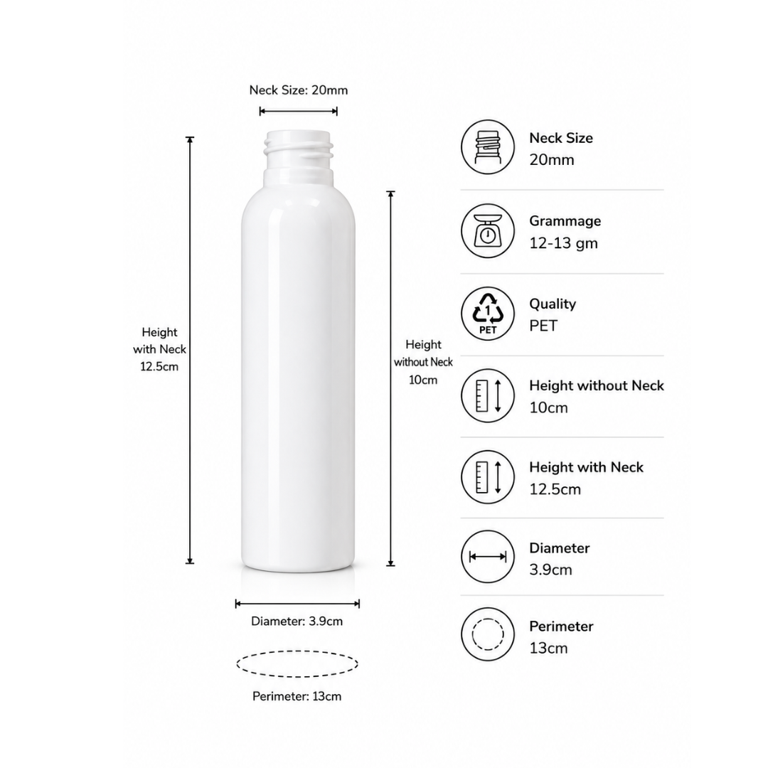 100ml AVON PET Bottle WHITE MILKY - 20mm Neck