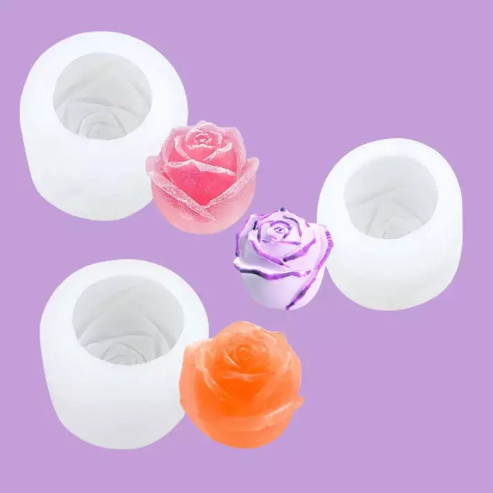 Silicon Mold Candle Set of 3 Roses Flower