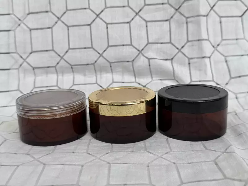 Acrylic San Jar Amber + White Inner + Gold Cap - 50g
