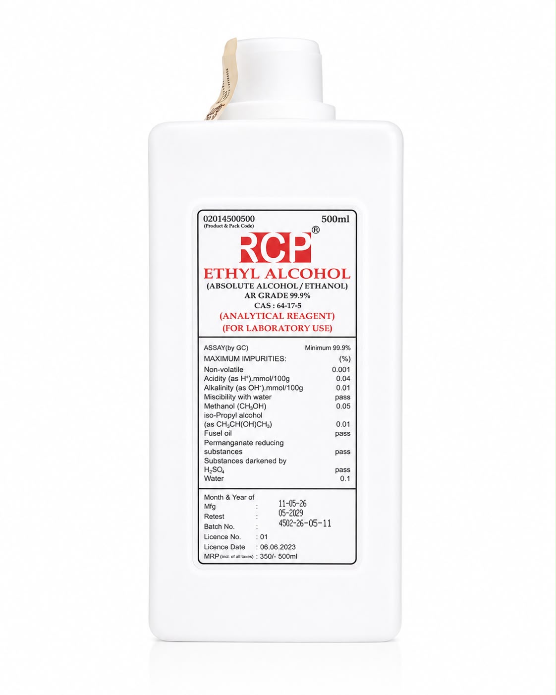 E.T.O.H 500ml Ethanol - Perfumer Grade (Odorless)