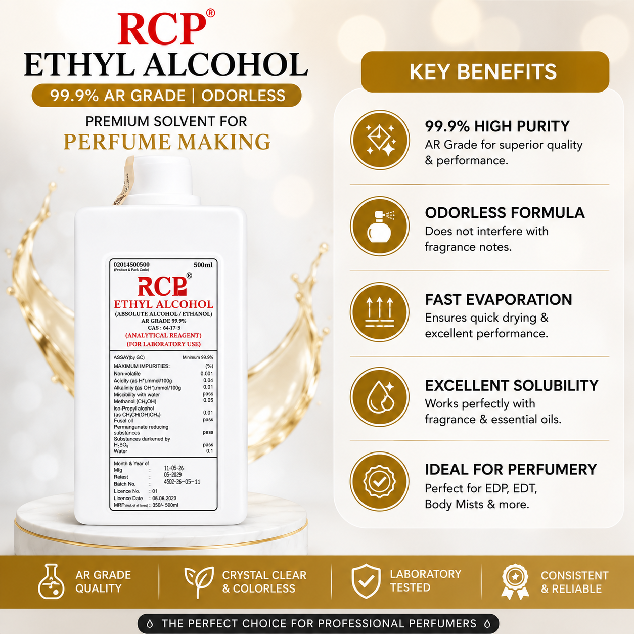 E.T.O.H 500ml Ethanol - Perfumer Grade (Odorless)