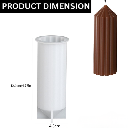 Silicon Mold Candle Striped Pillar Long