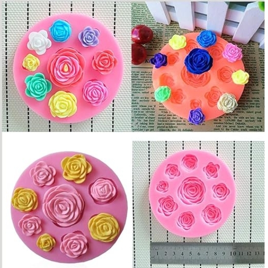 Silicon Mold Candle 8 Cavities Rose Flower