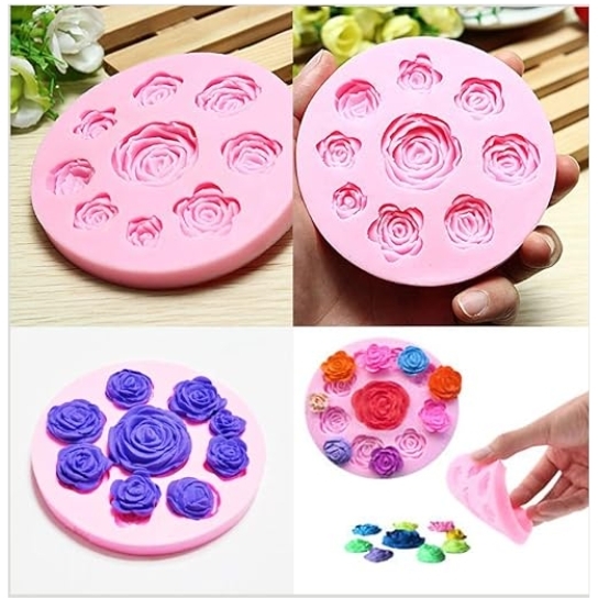 Silicon Mold Candle 8 Cavities Rose Flower