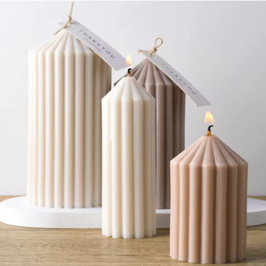 Silicon Mold Candle Striped Pillar Small Wide