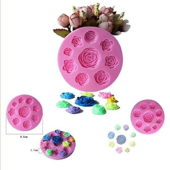 Silicon Mold Candle 8 Cavities Rose Flower