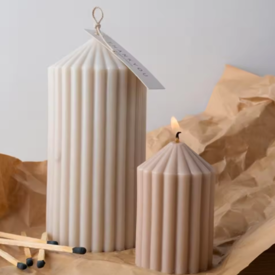 Silicon Mold Candle Striped Pillar Small Wide