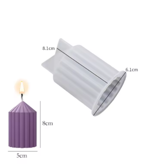 Silicon Mold Candle Striped Pillar Small Wide