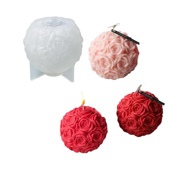 Silicon Mold Candle 3D Flower Ball Medium