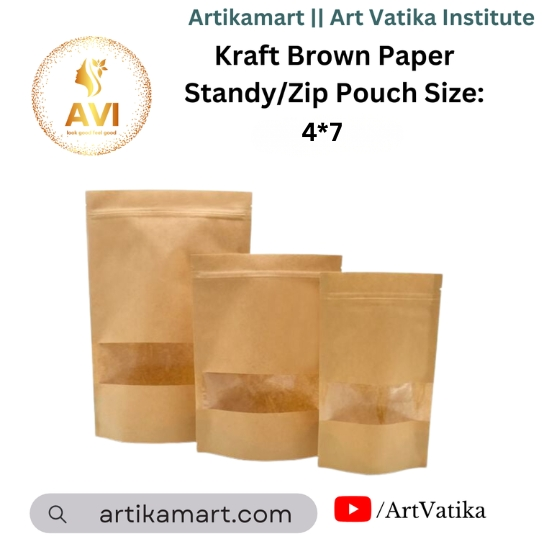 Kraft Brown Paper Standy/Zip Pouch Size: 4*7inch