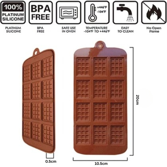 Silicon Mold Chocolate Bar 12 Cavity 5-10g
