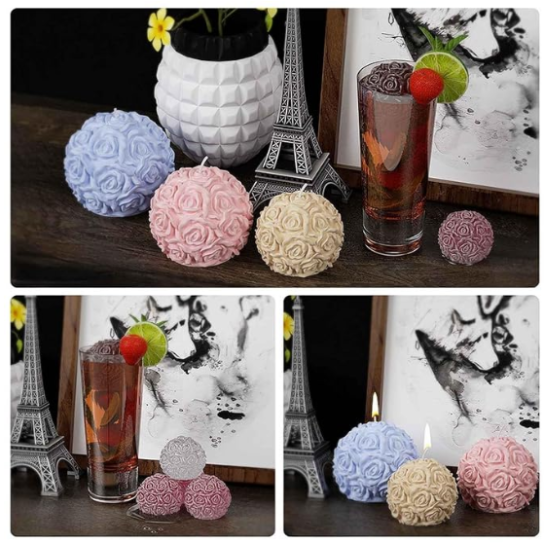 Silicon Mold Candle 3D Flower Ball Medium