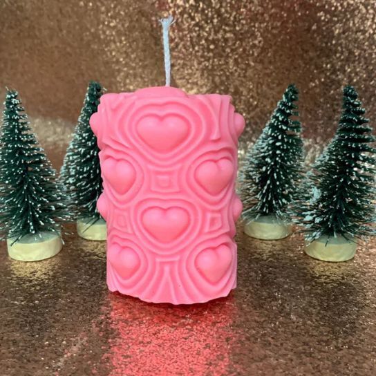 Silicon Mold Candle 3D Love Heart Cylinder