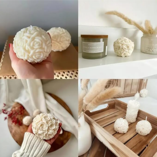 Silicon Mold Candle 3D Flower Ball Medium