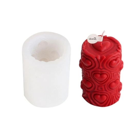 Silicon Mold Candle 3D Love Heart Cylinder
