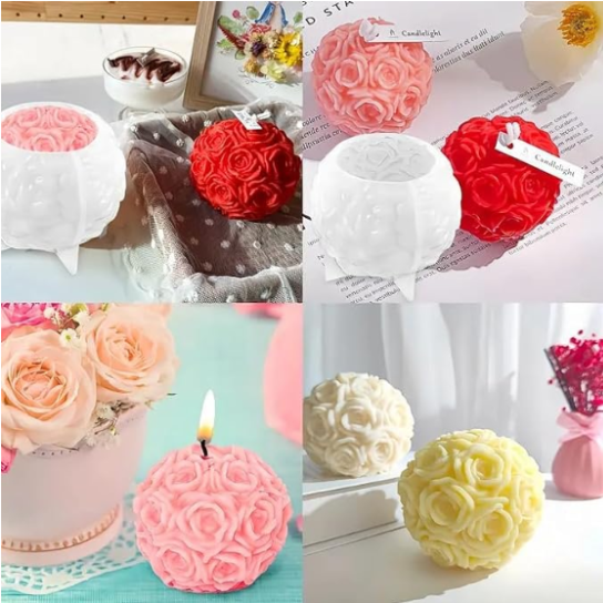 Silicon Mold Candle 3D Flower Ball Small