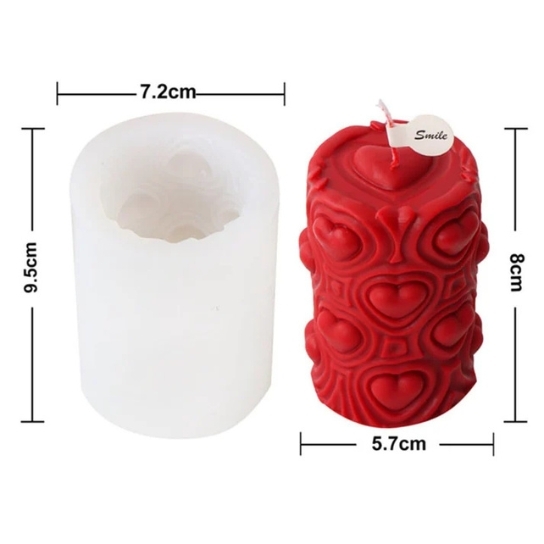 Silicon Mold Candle 3D Love Heart Cylinder