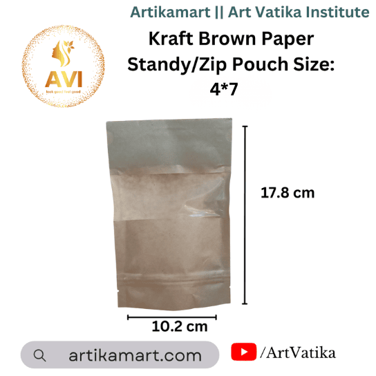 Kraft Brown Paper Standy/Zip Pouch Size: 4*7inch