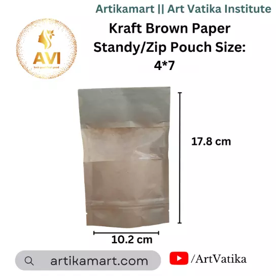 Kraft Brown Paper Standy/Zip Pouch Size: 4*7inch