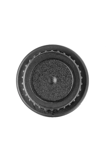 18 mm Plastic Black Seal Cap with Inner Clear Dropper Serum - THICK