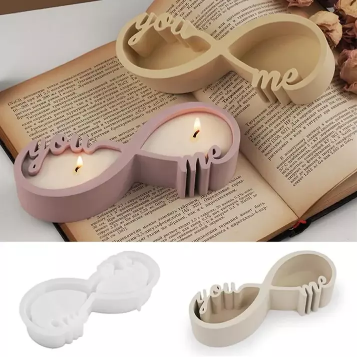 Silicon Mold Candle Concrete Holder You and Me Infinity