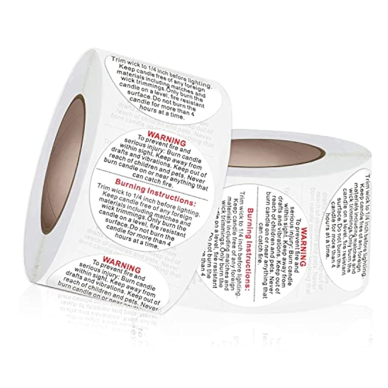 Candle Accessory - Warning Sticker (1 Roll of 1000 Stickers)
