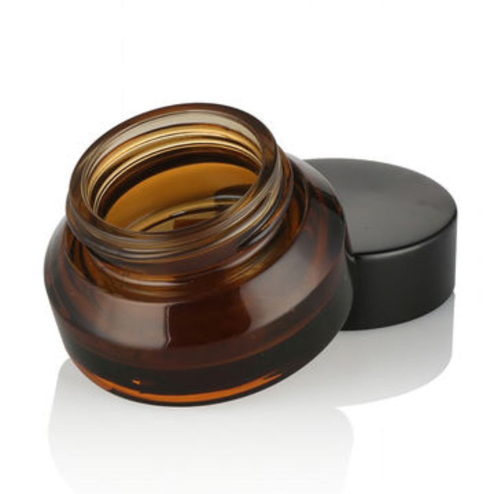 Slant AMBER Glass Jar 50ml BLACK CAP
