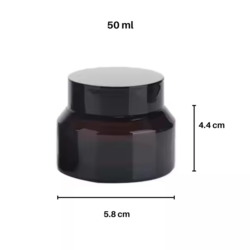 Slant AMBER Glass Jar 50ml BLACK CAP